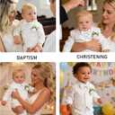 SANMIO Baby Boy Clothes Suits Infant Gentleman Outfit Collared Dress Shirt+Vest+Tie+Corsage+Pants 5Pcs Baby Suit Sets, Size: 12-18M