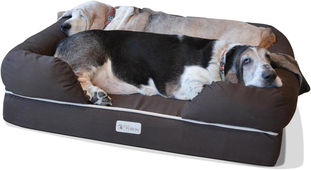PetFusion Ultimate Dog Bed, Orthopedic Memory Foam, Multiple Sizes and Colors, Medium Firmness Pillow, Waterproof Liner, YKK Zippers, Breathable 35% Cotton Cover (36.0"L x 28.0"W x 9.0"Th, Brown)