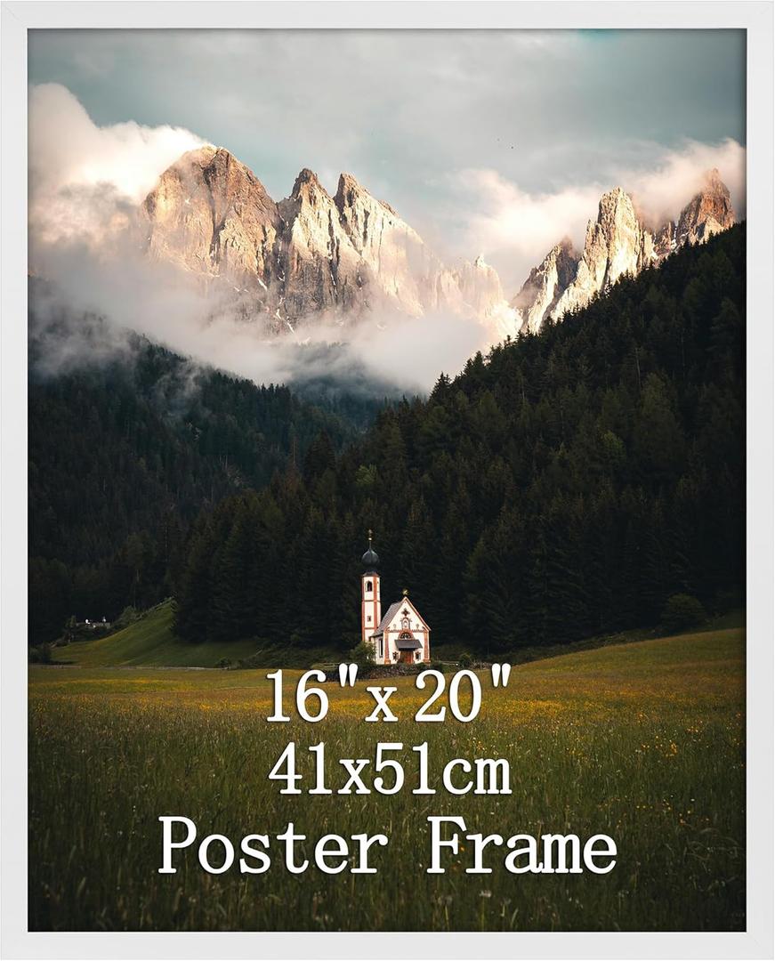 Giftgarden 16x20 Picture Frame White, 16 by 20 Thin Poster Photo Frame for Wall Display, Single