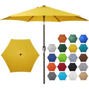 Blissun 7.5 ft Patio Umbrella, Yard Umbrella, Outdoor Market Umbrella with Push Button Tilt Crank, Yellow