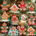 12Pcs Gingerbread Ornaments for Christmas Tree Decorations, Plastic Gingerbread Christmas Decoration and Gingerbreads House Ornaments for Holiday Christmas Tree Hanging Decorations