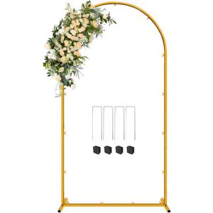 6.6 FT Wedding Arch Backdrop Stand for Party, Balloon Arch Stand, Wedding Arches for Ceremony, Metal Gold Arch Frame Backdrop Stand for Bridal Baby Showers Birthday Decoration Photo