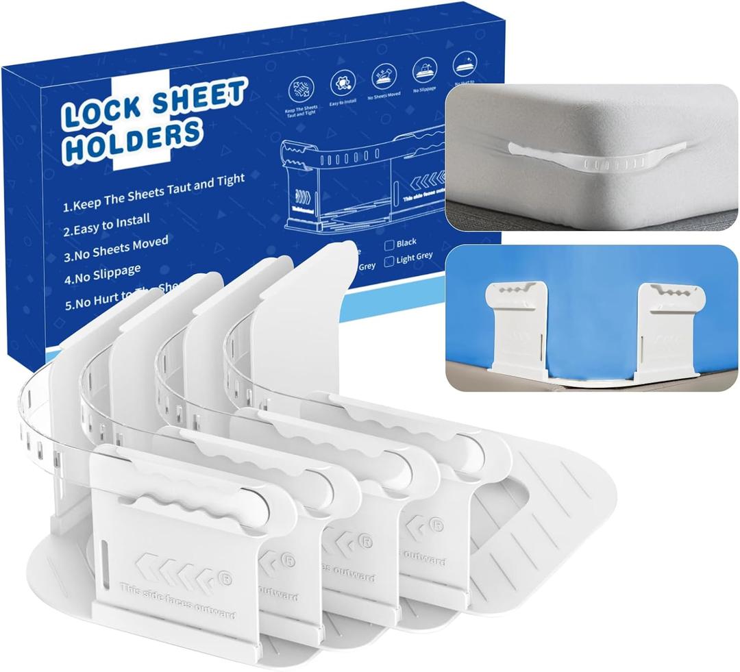 Bed Sheet Straps, Upgraded Sheet Holder Keep Sheets Firm & Tight, Open Corner Design for Fit Various Mattresses Enhanced Sleep Quality, No Damage Sheet Wider & Larger Great Gift Option