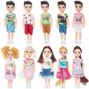 ONEST 10 Sets 5 Inch Mini Doll with Doll Clothes Party Grown Outfits Doll Accessories for Kids