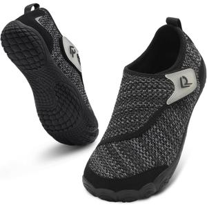 relxfeet Walking Shoes Women Men Wide Toe Box Barefoot Shoes Adjustable Diabetic Shoes Zero Drop Slip On Sneakers for Edema Swollen Feet (Black Gray, 39)