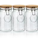 kitchentoolz Glass Storage Canister with Airtight Clasp Lids - Set of 3 Mason Jar Storage Organizing Canister Set
