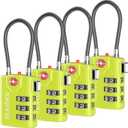 Search Alert TSA Approved Travel Combination Luggage Cable Locks for Suitcase, Gym Locker,Toolbox,Backpack 1,2,4,6 &10 pk (Lime 4 Pack)