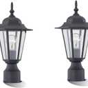 WISBEAM 2 Packs Outdoor Post Light, Pole Lantern, E26 Base 60W Max, Aluminum Housing Plus Glass, Wet Location Rated, ETL Qualified, Bulbs not Included, Black