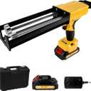 Electric Cordless Caulking Gun Dripless Double Cartridge Adhesive Epoxy Gun for 400mL/13.5fl oz(2:1 Mix Ratio) Automatic Power Dual Component Professional Caulk Gun 6 Speeds with LED Light 2 Batteries