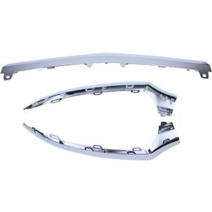 Front Left and Right and Center Lower Bumper Lip Trim Molding Strip Chrome for Mercedes C300 2015-2021, C350e 2016-2018, C400 2015, C63 AMG 2015-2021, C63 AMG S 2015-2023