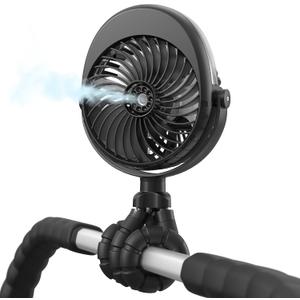 Stroller Fan with Mist, 4000mAh Portable Misting Fan with 360 Pivot, 3 Speed Adjustable, 15H Long Lasting Cooling Fan for Stroller, Outdoor, Car Seat, Crib, Baby Disney Travel Beach Essentials
