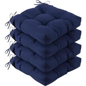 IASEAHK Outdoor Chair Cushions Set of 4, Waterproof Outdoor Seat Cushions for Patio Furniture, Fade-Resistant Patio Chair Cushion, Dining Wicker Chair Pads for Porch Garden, Navy Blue, Size: 19x19+5"