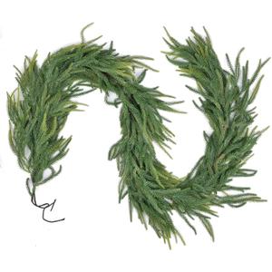 DearHouse Pine Garland Christmas Decoration, Artificial Greenery Garland Norfolk Pine Leaves for Holiday Season Mantel Fireplace Table Runner Centerpiece (Pine Garland)