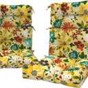 LVTXIII 2 Pack Outdoor High Back Cushions, 22" W x 20" D Tufted Seat and Back Chair Cushion with Ties, Fluffy Patio Replacement Rocking Chair Cushion for Outdoor Furniture Use, Floral Multi
