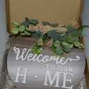 Interchangeable Seasonal Welcome Sign Front Door Decoration, Rustic Round Wood Wreaths Wall Hanging Outdoor, Farmhouse, Porch, for Spring Summer Fall All Seasons Holiday Halloween Christmas. (12 Inch, 01blown)