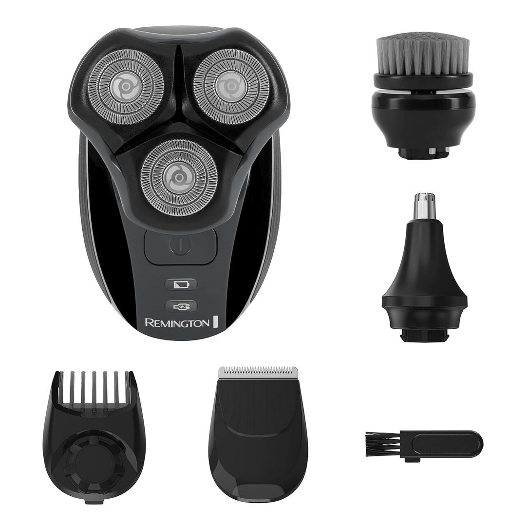 Remington Balder 3 Head Shaver Dual-Track Cutting Heads Multi-Directional Pivot 45 Minute Run Time 100 Percent Waterproof Complete Grooming Kit with Beard Trimmer Nose and Ear Trimmer