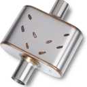 Universal Exhaust Muffler with Aggressive Sound 409 stainless steel Performance Automotive Exhaust Muffler (2.25" center in | 2.25" center out | overall 13")