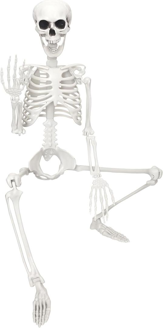 Skeleton Halloween Decor,3Ft Life Size Skeleton Full Body Plastic Human Bones for Halloween Decoration (Gray)