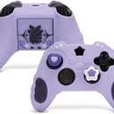 GeekShare Controller Skin Set for Xbox Soft Silicone Protective Cover Skin Case Compatible with Xbox Series X Controller with 2 Thumb Grip Caps and 2 Stickers - Star Wings Series Purple