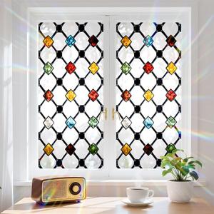 4 x Window Privacy Film Frosted Glass Window Sticker Window Film Static Glass Cling Tint Non-Adhesive for Home Door Decorative Frosting Cover 17.5 X 78.7 inch (Clear-colored Bricks)