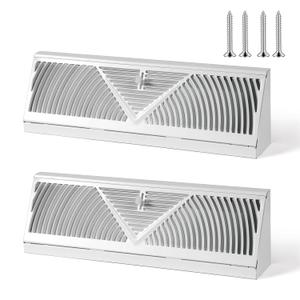 2 Pcs Baseboard Register Vent 18 Inch Duct Opening Size Baseboard Vent Covers Diffuser Adjustable Corner Return Air Grille for Home Floor Wall Air Flow Control (2, White, 18 Inch)