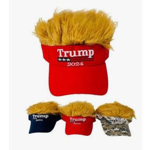 Trump 2024 Trump Hair MAGA Embroidered Visor HAT Cap (RED)