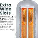 Elite Gourmet ECT4123X Long Slot 4 Slice Toaster, Extra Wide 1.5" and 5.1" Deep Slots, Bagel, Defrost & Cancel Functions, 6 Toast Shade Settings, Fits Bagels, Waffles, Artisan Breads, Stainless Steel