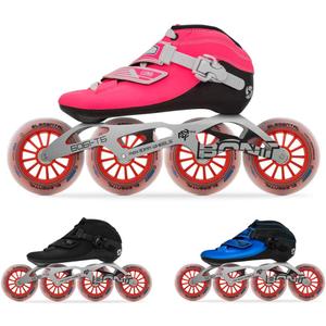 Bont Inline Speed Skating Racing Package - Luna Skate Boot + 2PF 6061 Frame + Elemental Wheels + ABEC7 Bearings - Youth - Boys - Girls - Men - Women, 34