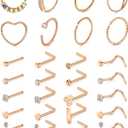 Mayhoop 20g Nose Rings Hoops And Studs For Women Men - Hypoallergenic 316L Surgical Stainless Steel L Shape Nose Screw Bone Silver Rose Gold Black Rainbow Pack 28Pcs