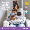 Boppy Uplift Nursing Pillow - Wedge Bottle & Breastfeeding Pillow to Reduce Spit-Up and Reflux Symptoms, with Body-Inclusive Opening and Belt, Baby Safety Alliance Verified - Pink Garden Flowers