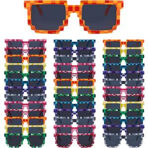 Bulk Pixel Sunglasses Color Miner Pixel Glasses for Adult Funny Pixelated Eyewear for Party Supplies