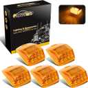 Partsam 5X Super Bright Amber Yellow 17LED Cab Marker Top Roof Lights Assembly Compatible with Kenworth/Peterbilt/Freightliner/Mack/International Paccar Semi Truck Trailer,DOT Compliant