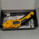 Cordless Electric Scissors: 4V Rechargeable Cardboard Cutter, 3 Blades, Safety Lock & LED Light, Box Cutter for Carton Carpet Plastic Fabric Leather(Yellow