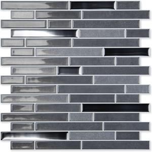 LONGKING 10-Sheet Extra Thick Peel and Stick Backsplash Tiles, Waterproof Kitchen Backsplash Peel and Stick Tile, Self-Adhesive Backsplash for Kitchen, Dark Gray
