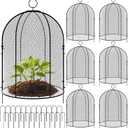 Novabright 6 Pack Garden Cloches for Plants 12" x 16" with Stakes & Zip Ties, Plant Covers from Animals Large Metal Mesh Chicken Wire Cloche Plant Protector Cage for Vegetable Garden Outdoor (Black)