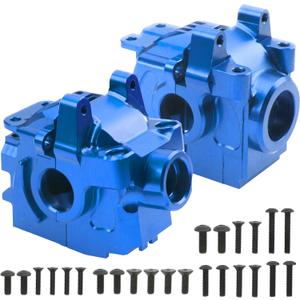 ShareGoo Aluminum Front& Rear Gear Box Case Transmission Gear Housing #6880#6881 Compatible with Traxxas 1/10 Hoss Rustler Slash Stampede XO-1 4X4 RC Car Upgrade Parts (Blue)