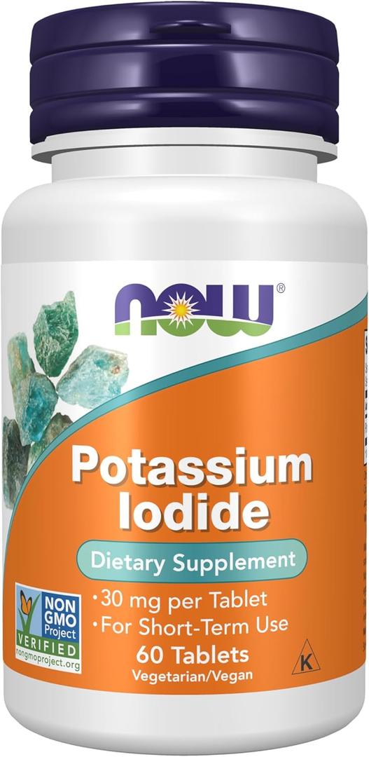 2 x NOW Foods Supplements, Potassium Iodide 30 mg, Non-GMO Project Verified, Dietary Supplement, 60 Tablets