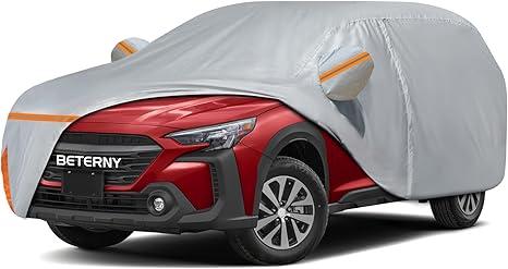 Beterny Car Cover Waterproof Custom-fit All Weather Sun Rain UV Dust Snow Protection Outdoor Outback Full Car Cover with Door Zipper and Cotton Lining-Grey