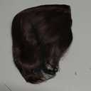 Short Clip in Human Hair Bangs, Lace Human Hair Toppers for Women Thinning Hair Middle Part Straight Hairpieces Extensions 6inch (Dark Brown+Short Hair)