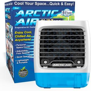Arctic Air Chill Zone Evaporative Cooler with Hydro-Chill Technology, Portable Fan with 4 Adjustable Speeds, 8-Hour Cooling, Fan for Bedroom, Living Room, Basement, Office & More
