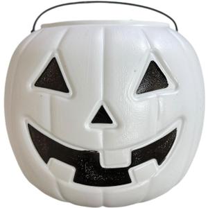 Halloween Pumpkin Treat Pail, White, 8", Trick or Treat Decoration (White)