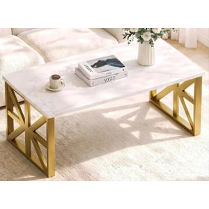 Coffee Tables for Living Room, Marble Coffee Table Modern White, Asterisk-like