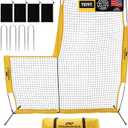 PodiuMax Baseball Softball Pitching Screen, 7x7FT Pitcher Protection Net with Upgrade Frame, Baseball Batting Pitching Net for Backyard Field Outdoor, Line Drive Protective L-Screen with Carry Bag