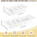 5 Pcs Expandable Drawer Organizer Bins Adjustable Deep Drawer Hanging Organizer Tray Expandable 11.4 to 18.1 Inches Plastic Dividers Storage for Office Bathroom Bedroom Kitchen Desk, White