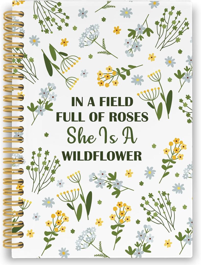 Baby Girls Nursery Spiral Notebook, Spring Plant Floral Wildflower Journaling Notebooks for Office Work School, Inspirational Christian Gift Hardcover Journals for Women, 160 Pages 5.5 x 8.3 Inch (Color02)