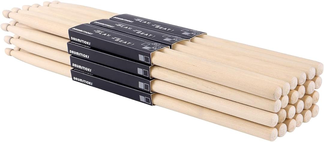 12 Pairs Drum sticks 5A Classic Maple Wood Drumsticks Wood Tip Drumstick for Adults Kids and Beginners