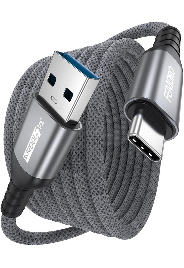 USB A to USB C Data Cable 10ft Long, USB 3.2 Gen 2 TypeA 10Gbps High Speed Data Transfer Cord 3A Charging USB-A to USB-C for PS5 Xbox Switch iPhone 17/16/15 Android Phones Camera Computer Laptop