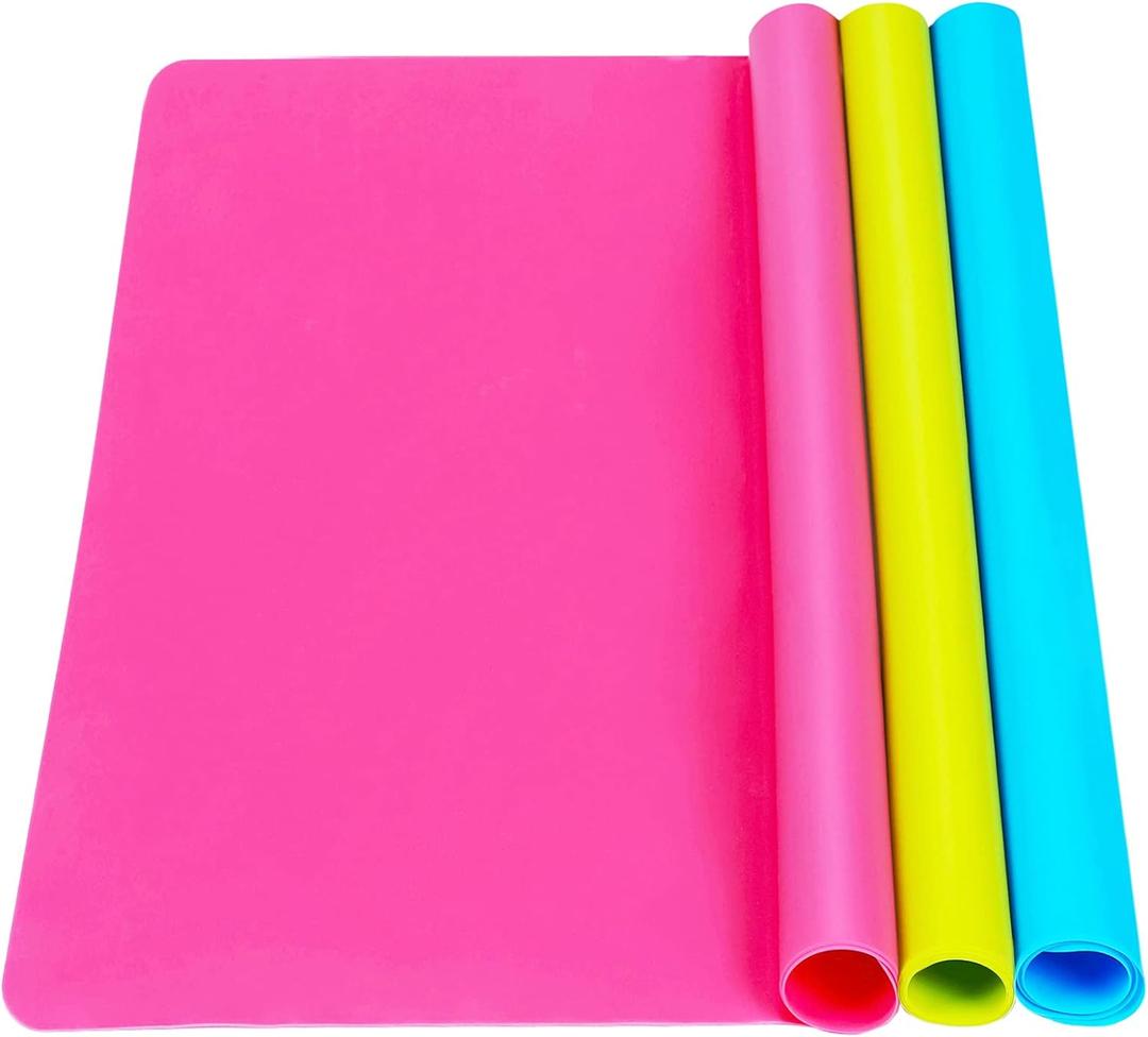 3 Pack Silicone mat Large Silicone Sheets for Crafts, Liquid, Resin Jewelry Casting Molds Mat, Silicone Placemat 15.7 x 11.8 (Blue & Rose Red & Green)