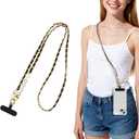 2 x Yojaro Mobile Phone Crossbody Chain, Universal Phone Lanyard With Pearl And Lanyard Tags, Stylish Hands-Free Suitable For Most Smartphones (Black)