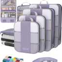 8 Set Compression Packing Cubes for Travel Essentials, Compressible Expandable Packing Cubes for Suitcase, Olar Hike Luggage Organizer Bags for Travel, Handy Helper for Organizing Clothes(Purple Gray)